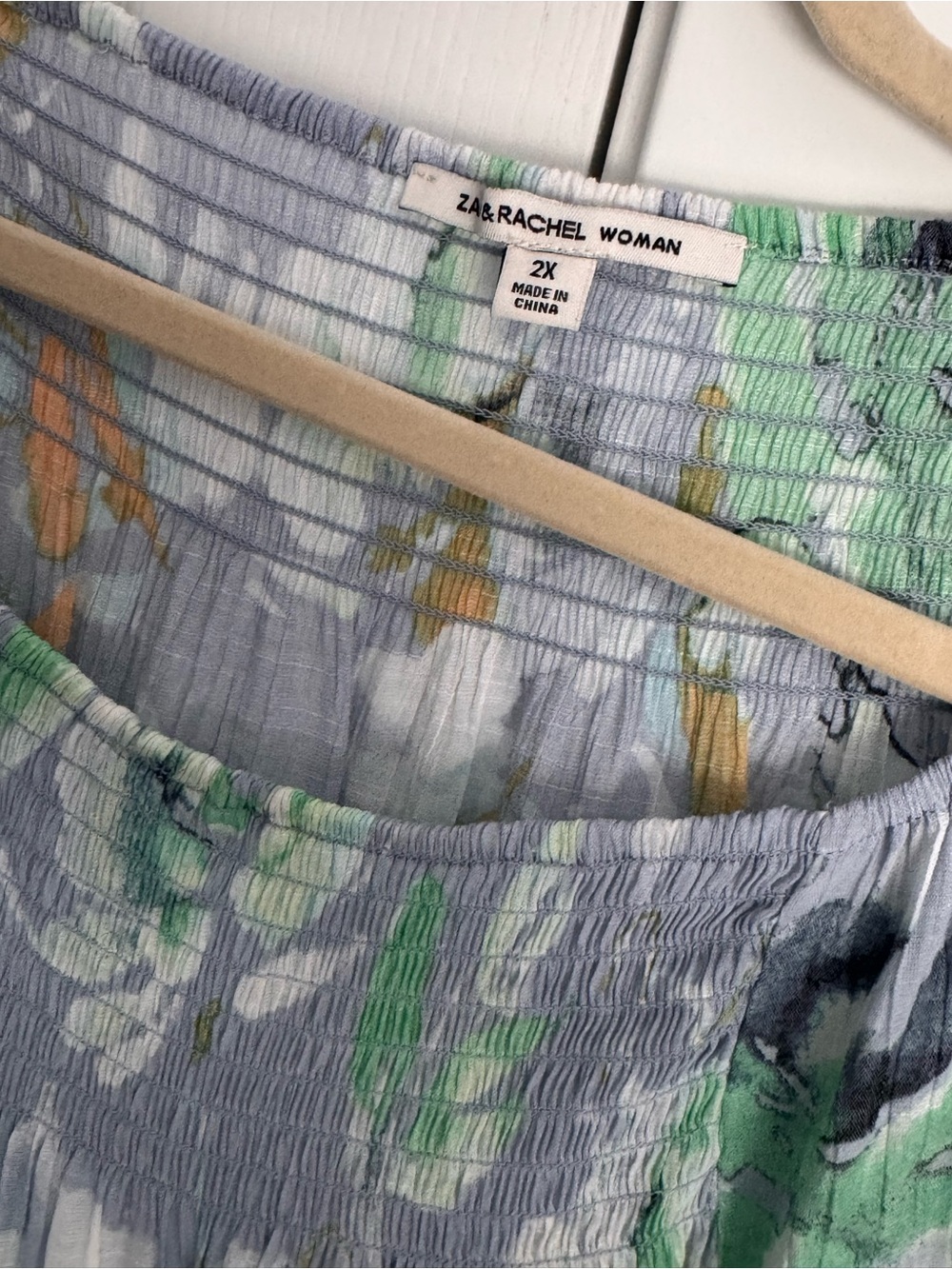 Zac & Rachel Light Blue Floral Peasant Blouse - Picture 2 of 8